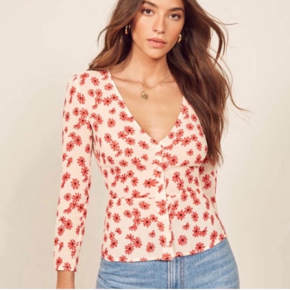 Reformation Daisy Print Jemma Top